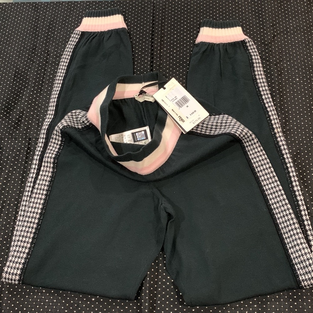 Fendi Black Forest 100% wool pants size 2 US IT 38 NWT